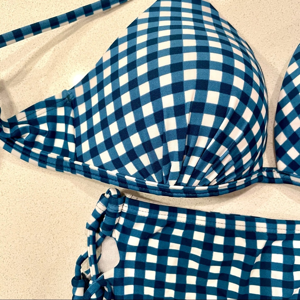 Hula Honey Bikini 3 Piece Set Checkered Push Up - Picture 2 of 10